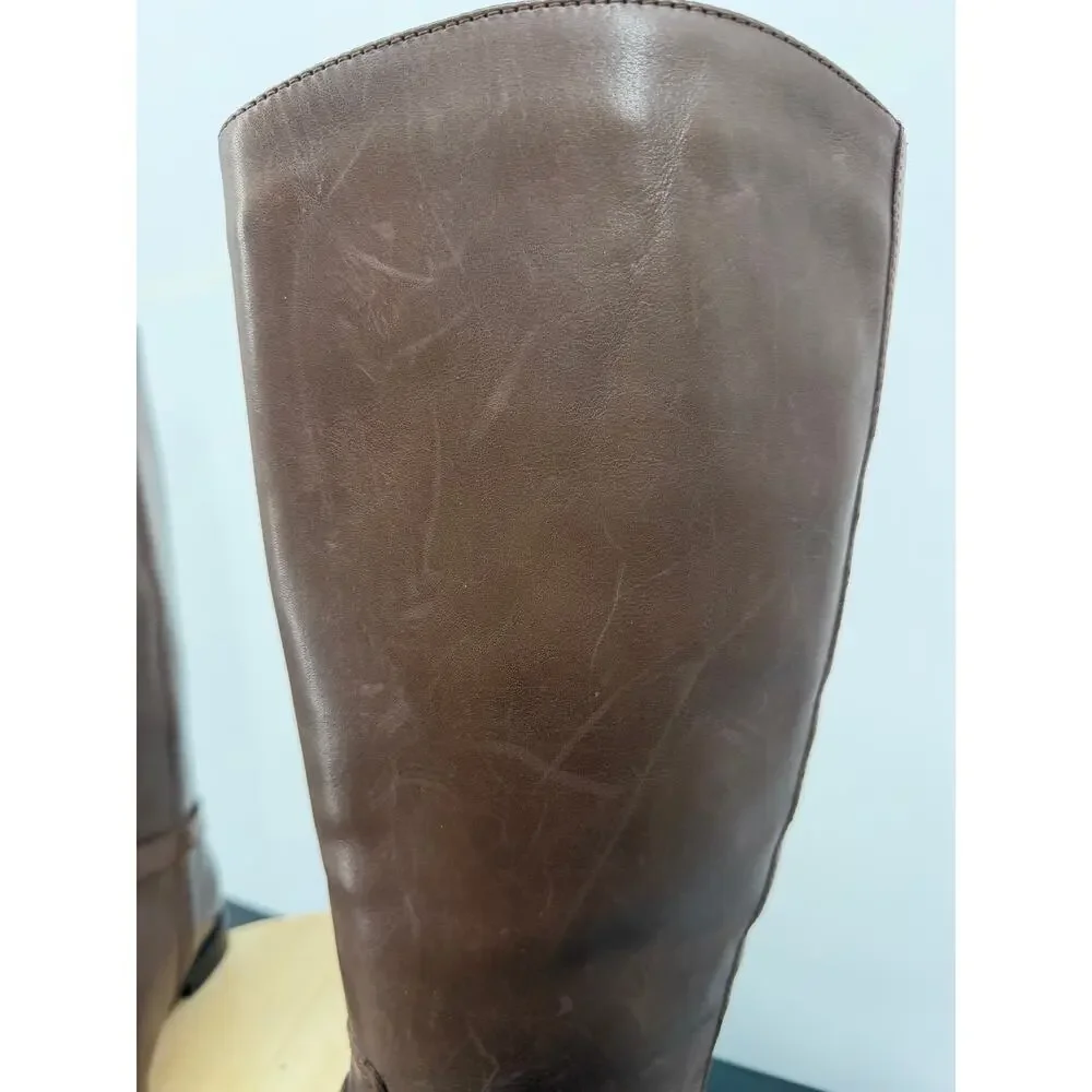 Ralph Lauren Womens Brooke Tall Riding Boots Size 7.5 Brown Leather Classic